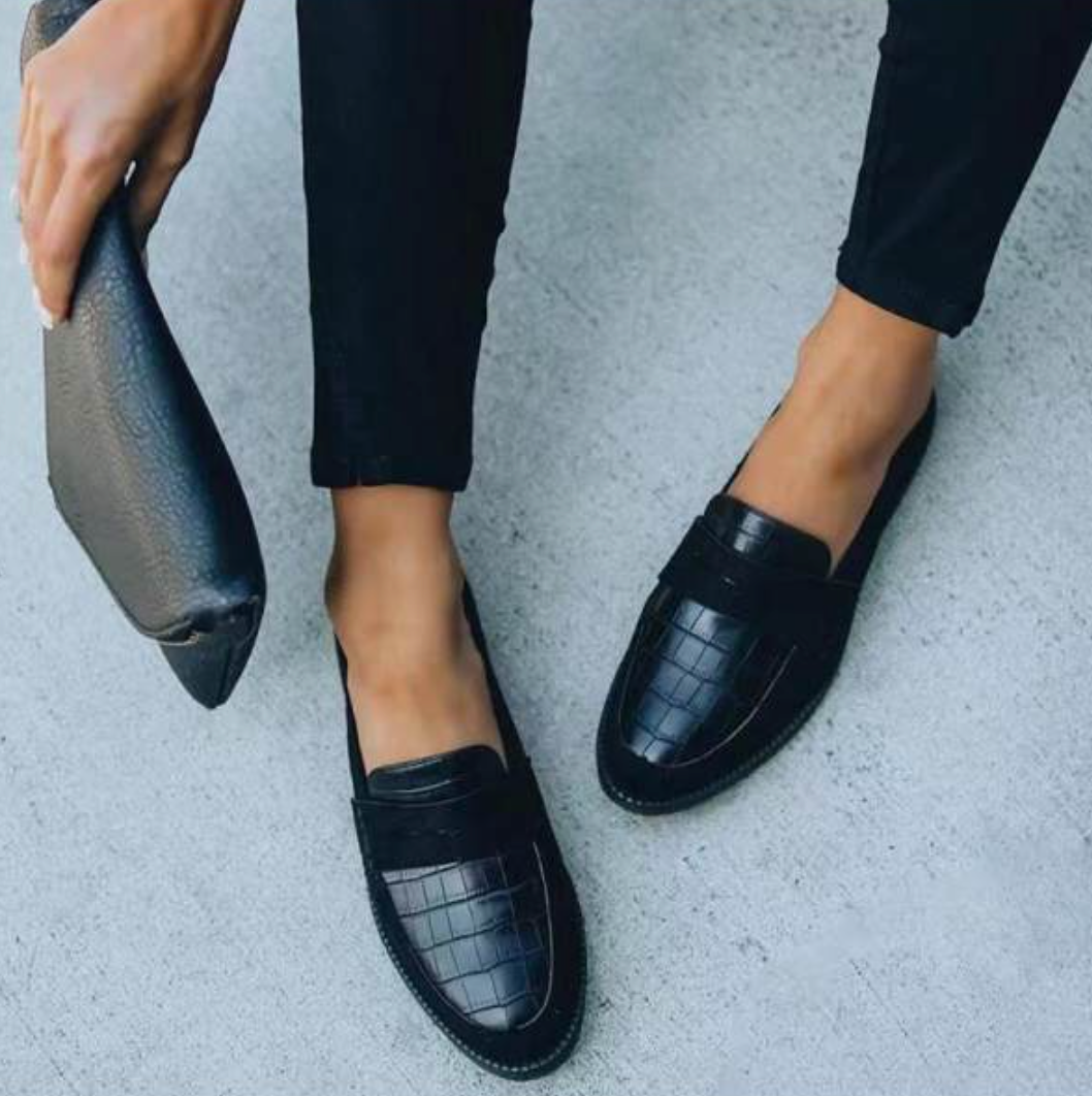 Crocodile Texture Loafers for Women Fashion