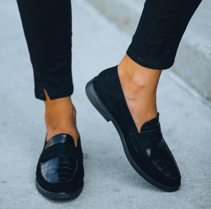 Crocodile Texture Loafers for Women Fashion