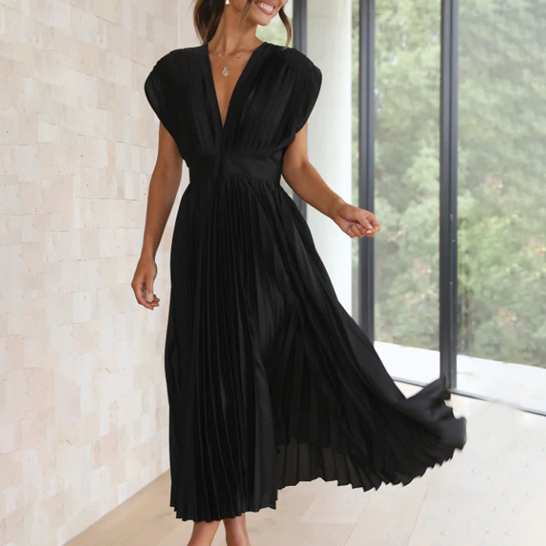 Vestido midi plisado atemporal