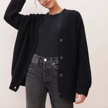 Cárdigan de invierno cómodo de manga larga y corte holgado para mujer