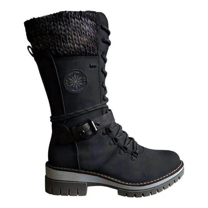 Botas de invierno de mujer con cordones y puño de punto