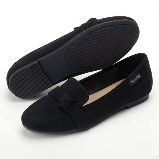 Women's Classic Slip-On Real Leather Loafers with Elegant Knot Detail