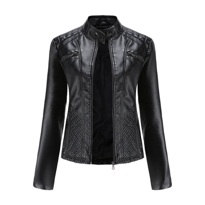 Chaqueta motera clásica con cremallera para mujer