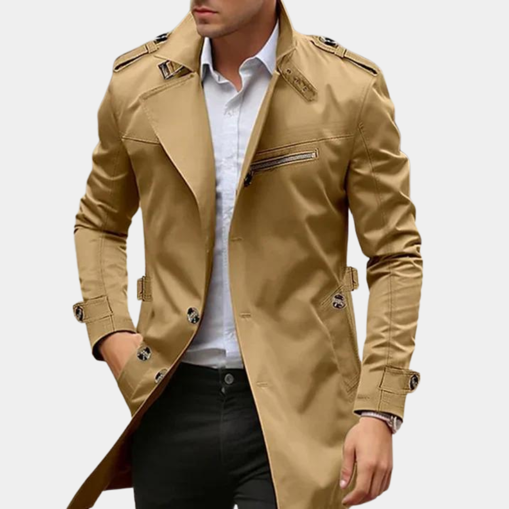 Slim Fit Double Breasted Trench Coat Men