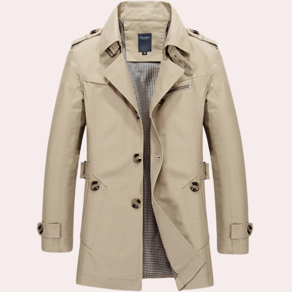 Slim Fit Double Breasted Trench Coat Men