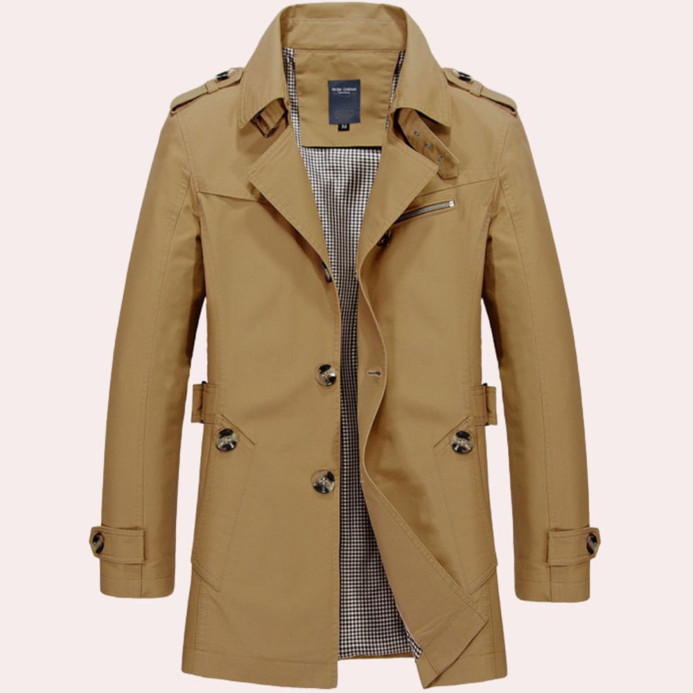 Slim Fit Double Breasted Trench Coat Men