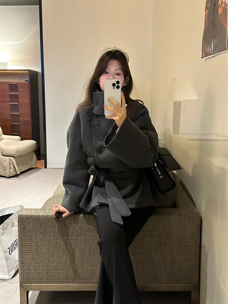 Women’s Winter Textured High Collar Coat