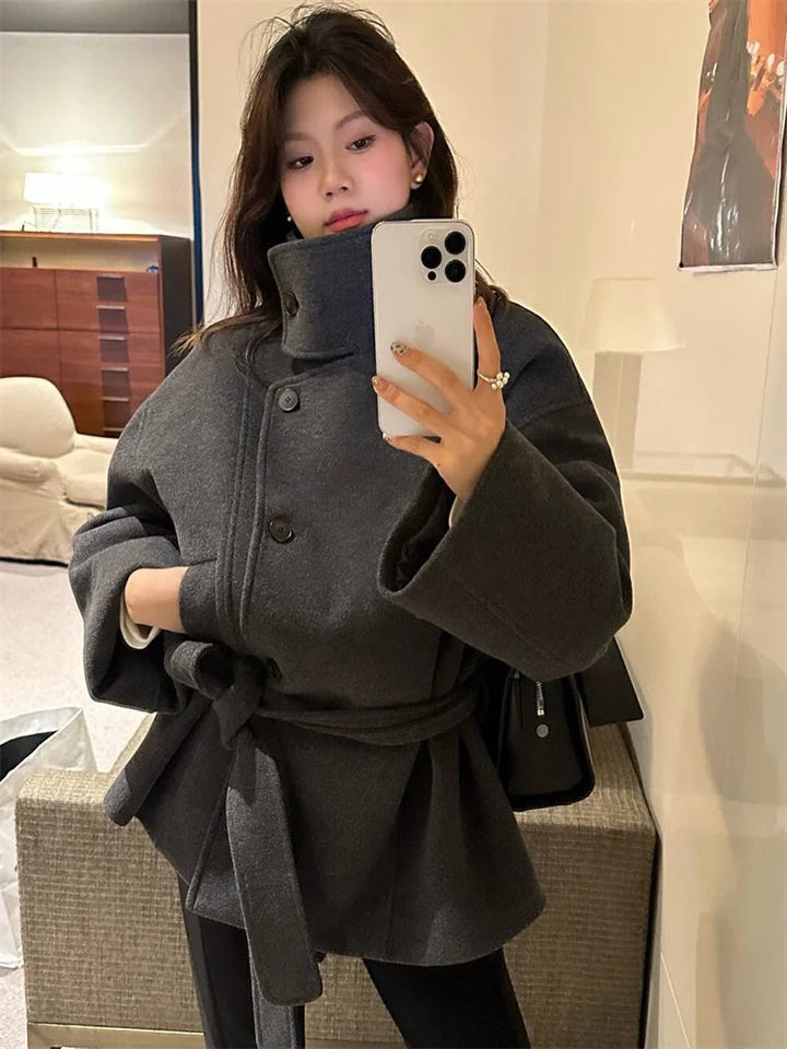 Women’s Winter Textured High Collar Coat
