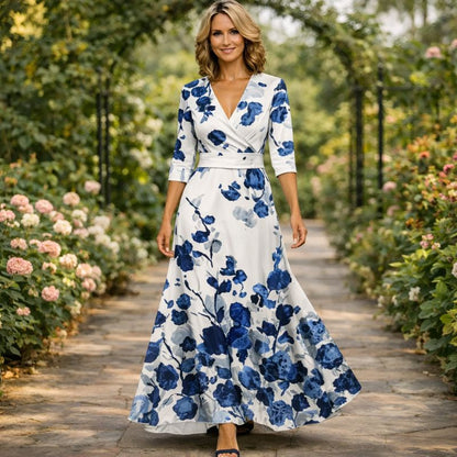 Wrap-Style Flowing Maxi Dress