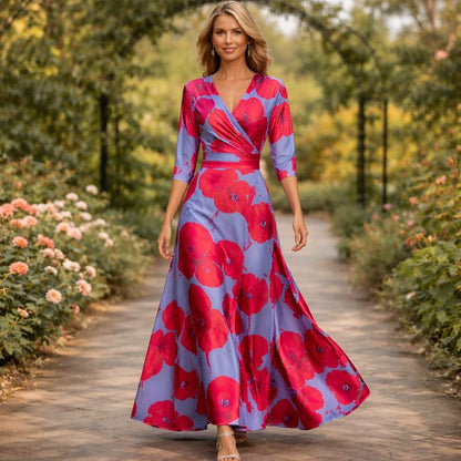 Wrap-Style Flowing Maxi Dress