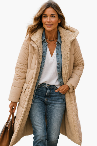 Women’s Long Hooded Quilted Winter Coat
