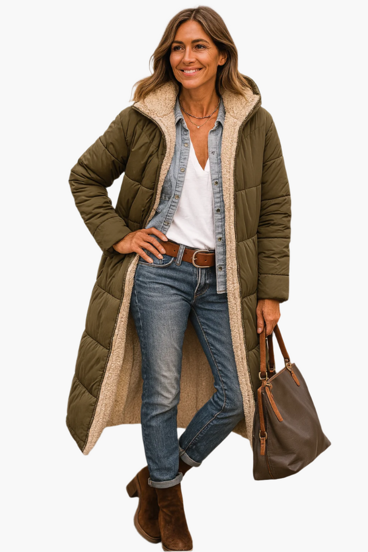 Women’s Long Hooded Quilted Winter Coat