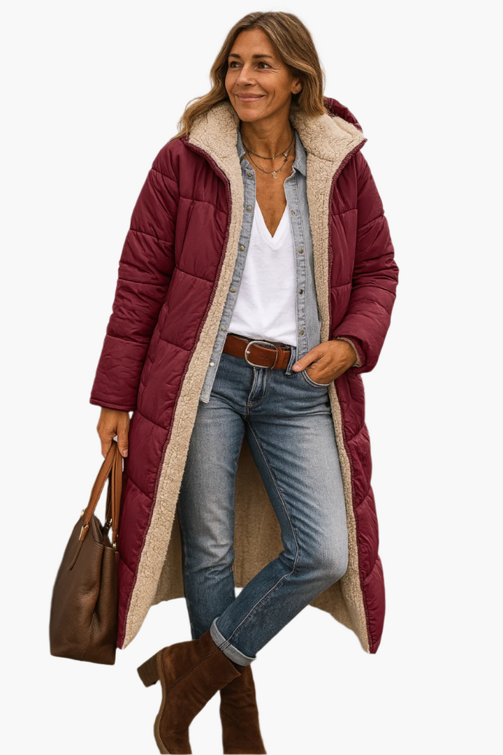 Women’s Long Hooded Quilted Winter Coat