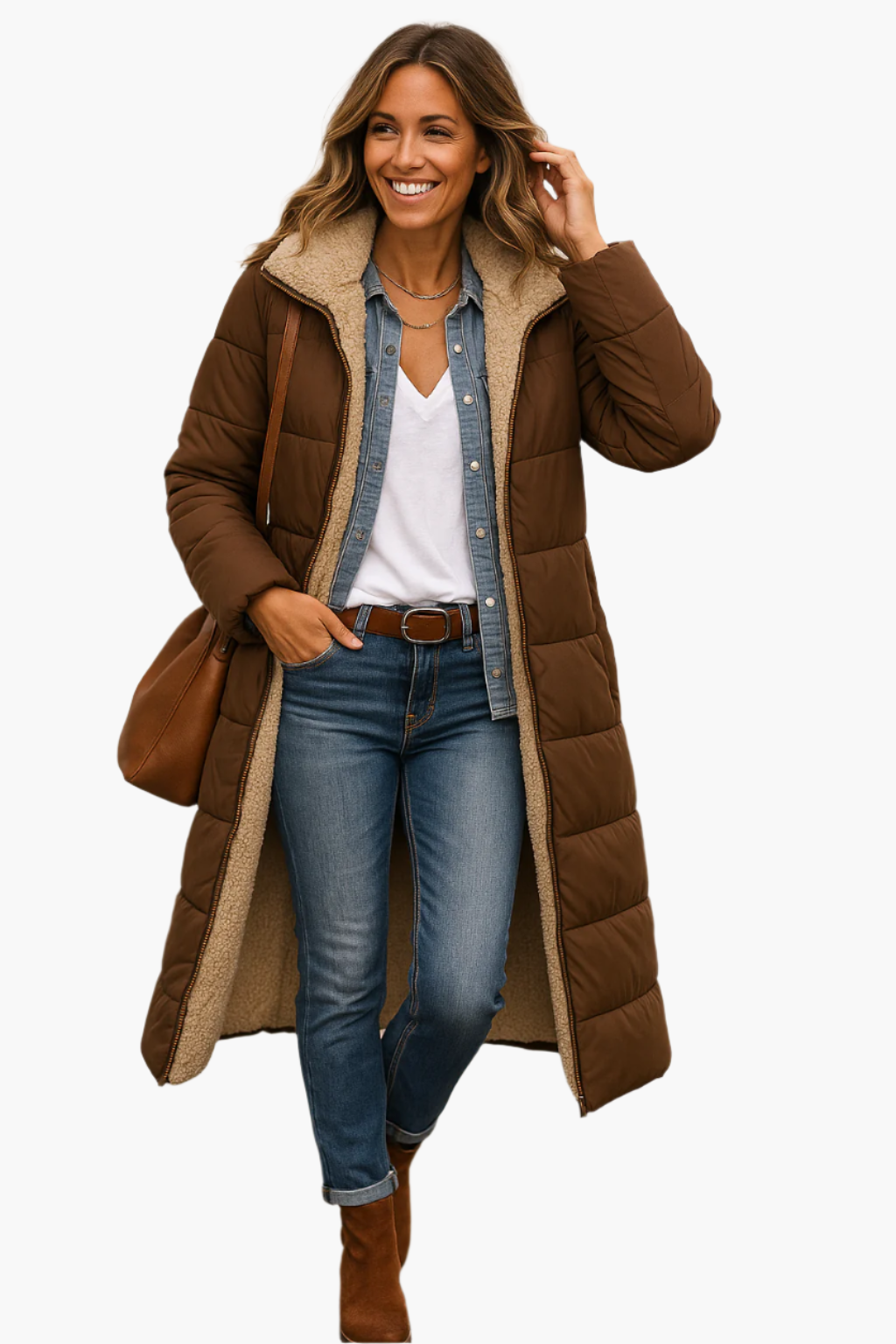 Women’s Long Hooded Quilted Winter Coat