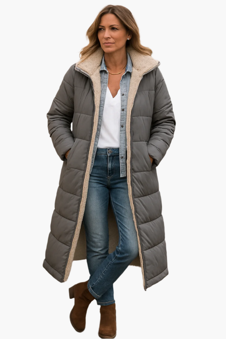 Women’s Long Hooded Quilted Winter Coat