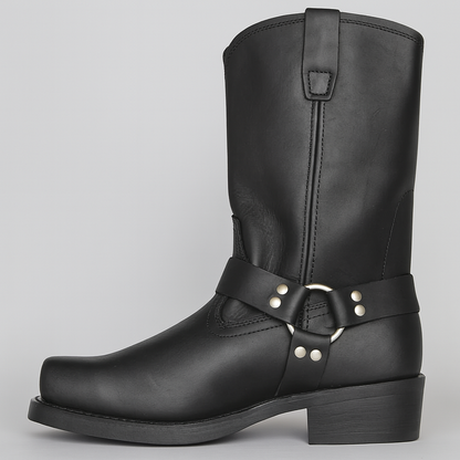 Women’s Winter Leather Cowboy Boots with Buckle