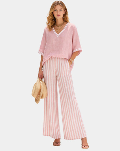 Tristane | Striped Pants and Blouse Set
