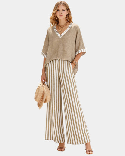 Tristane | Striped Pants and Blouse Set
