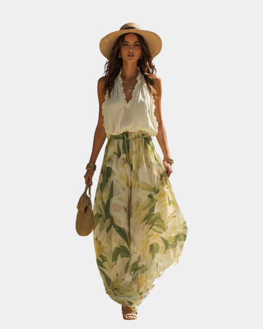 Annette | Elegant Flowing Set with Floral Print