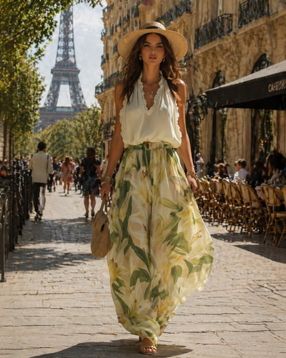 Annette | Elegant Flowing Set with Floral Print