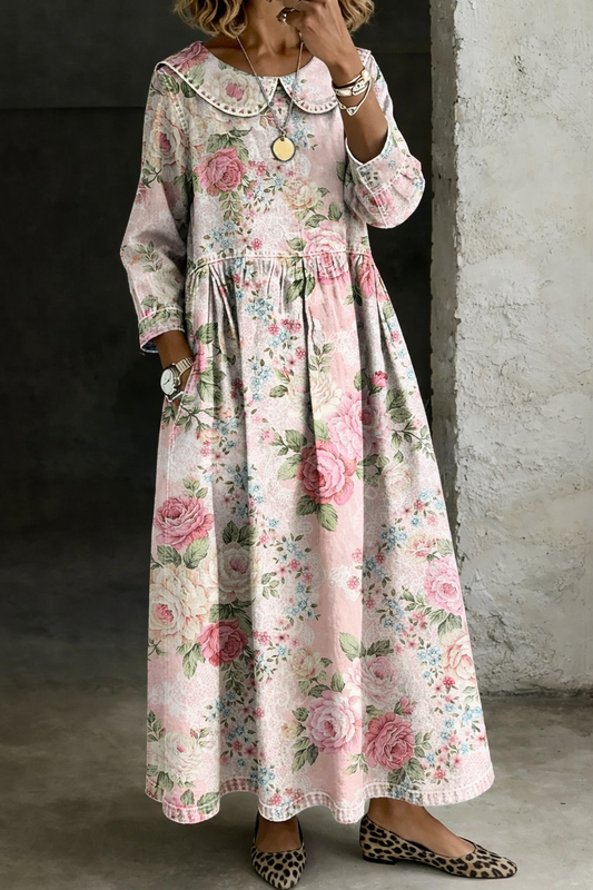 Brooklyn | Floral Collar Denim Dress