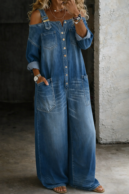 Sofia | Denim Jumpsuit with Open Shoulders