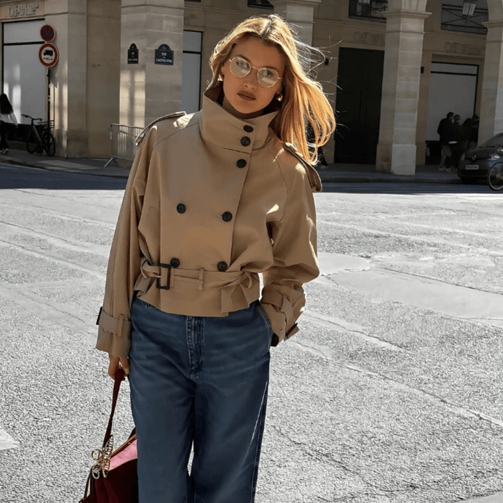 Women’s Winter Belted Cropped Trench Coat