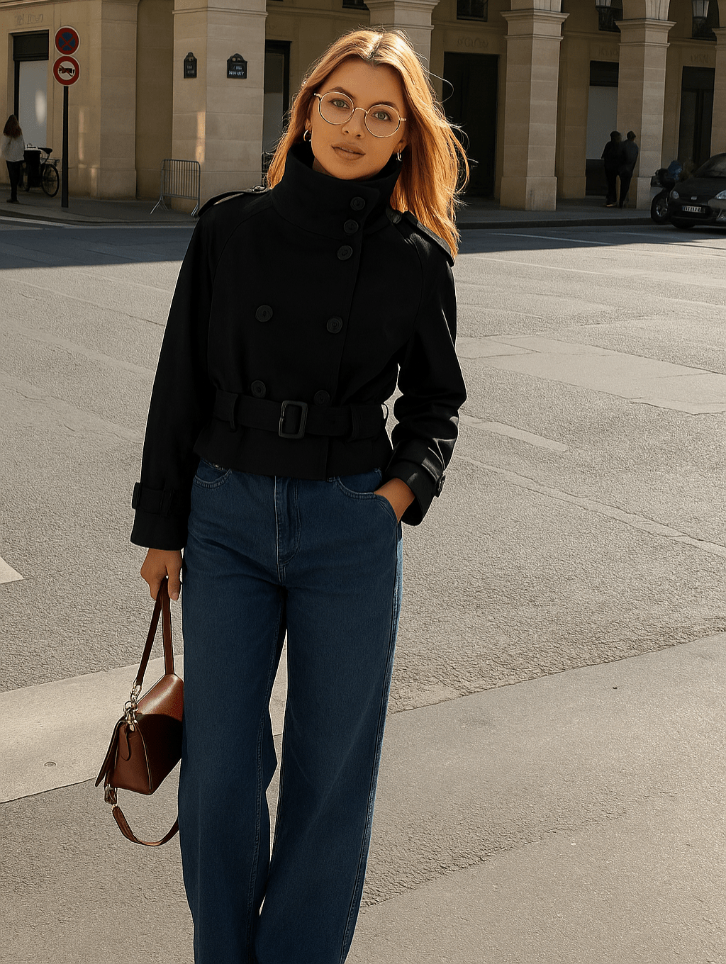 Women’s Winter Belted Cropped Trench Coat