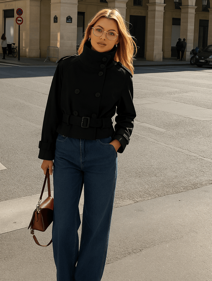 Women’s Winter Belted Cropped Trench Coat