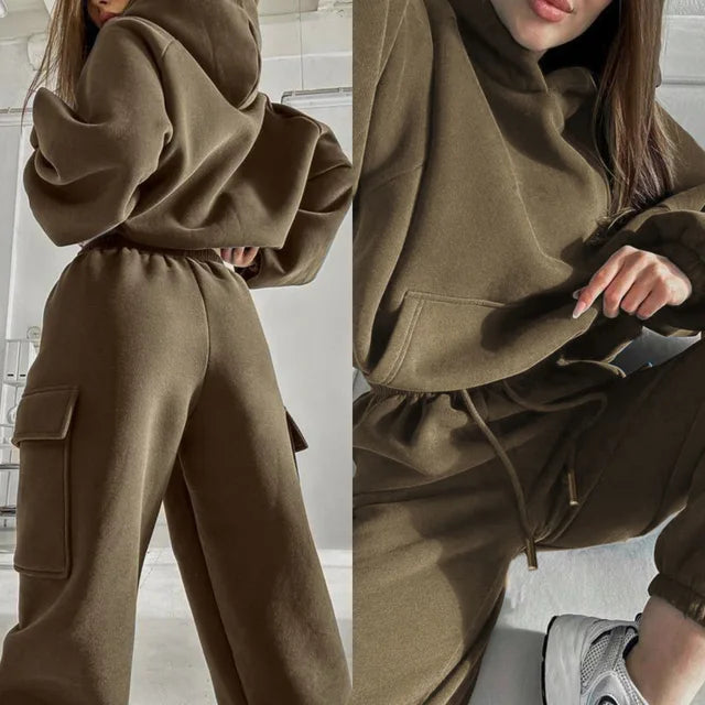 Women’s Cargo Pocket Hoodie And Joggers Set