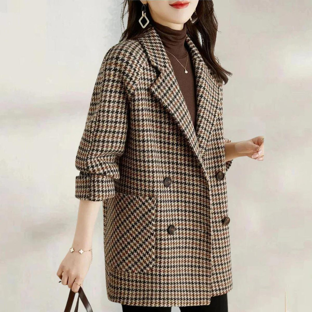 Women’s Vintage Checked Double-Breasted Coat