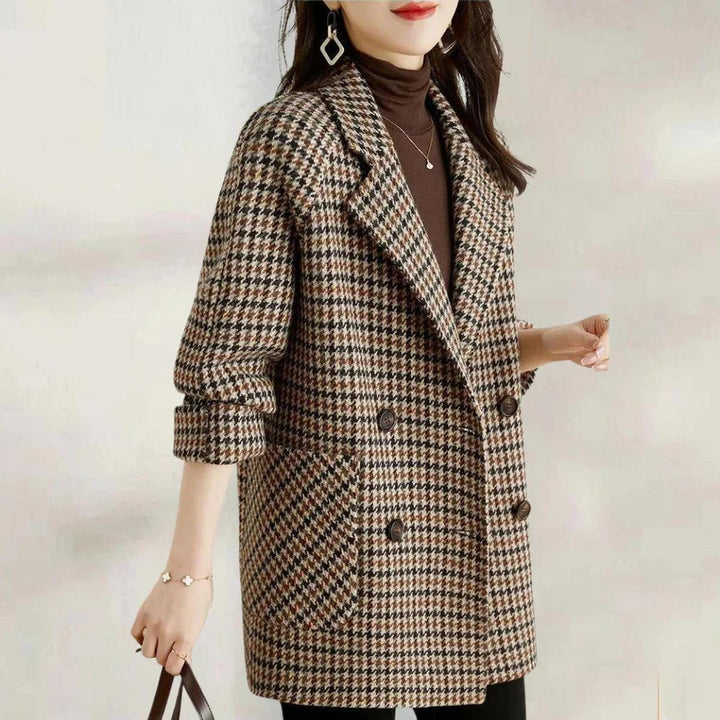 Women’s Vintage Checked Double-Breasted Coat