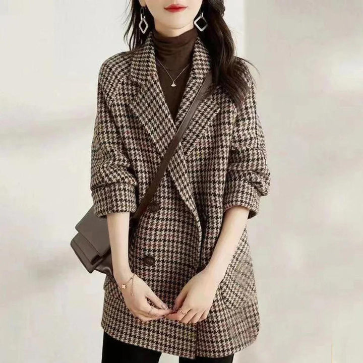 Women’s Vintage Checked Double-Breasted Coat
