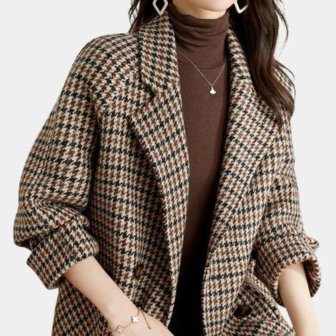 Women’s Vintage Checked Double-Breasted Coat