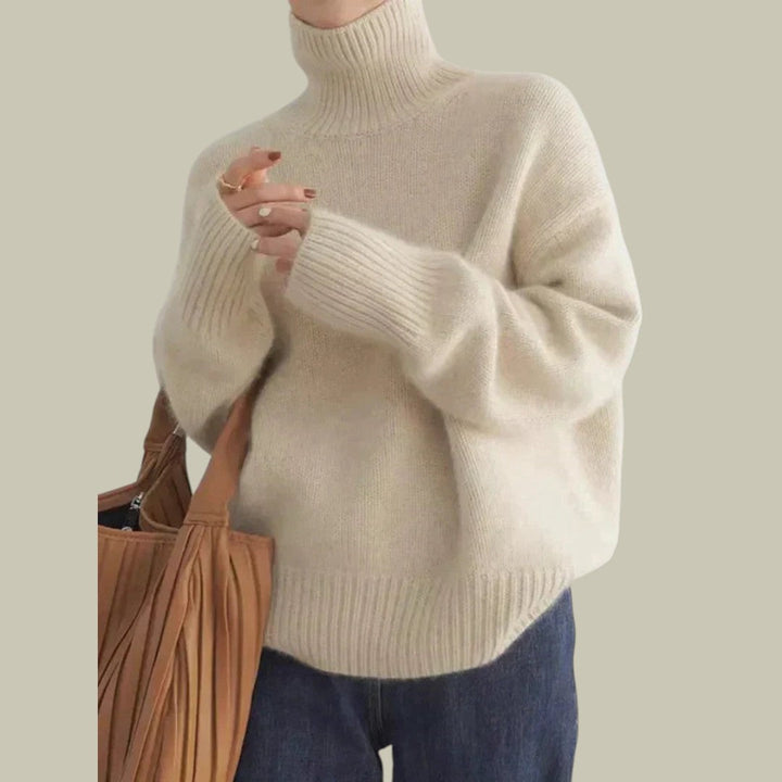 Women’s High Neck Relaxed Fit Merino And Wool Sweaters