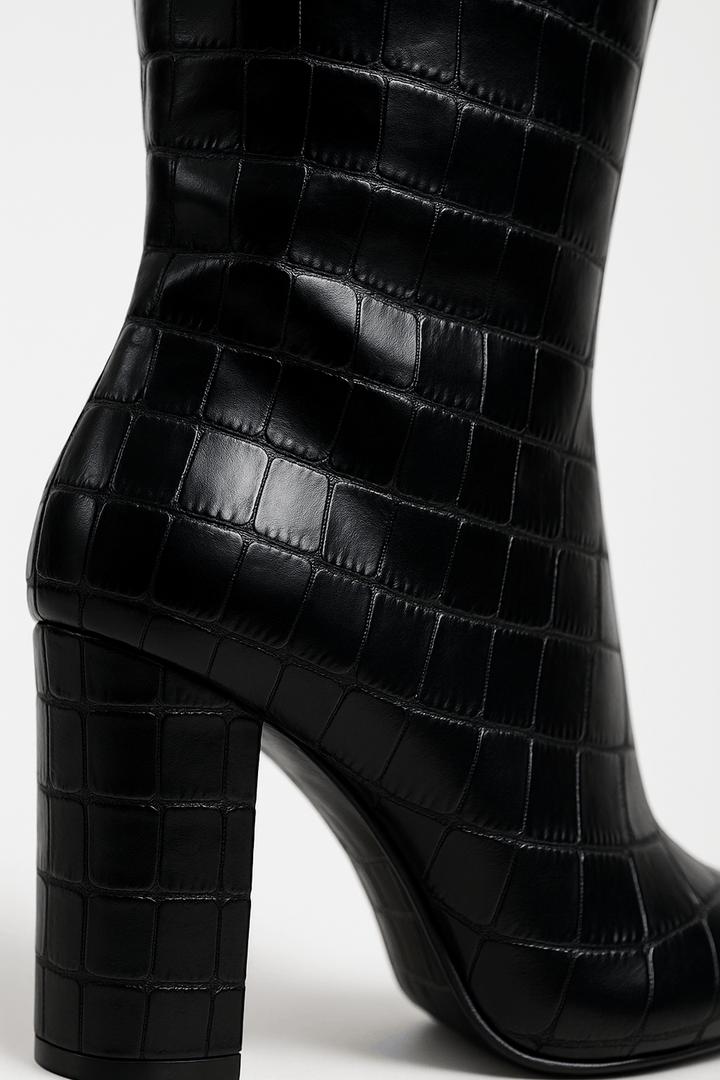 Women’s Croc Textured High Heel Boots