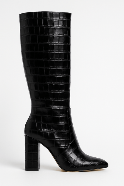 Women’s Croc Textured High Heel Boots