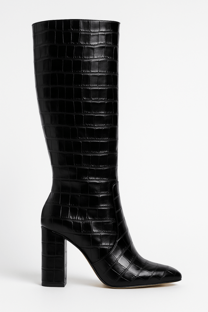 Women’s Croc Textured High Heel Boots