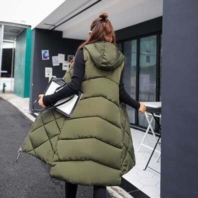 Women’s Winter Long Quilted Hooded Vest