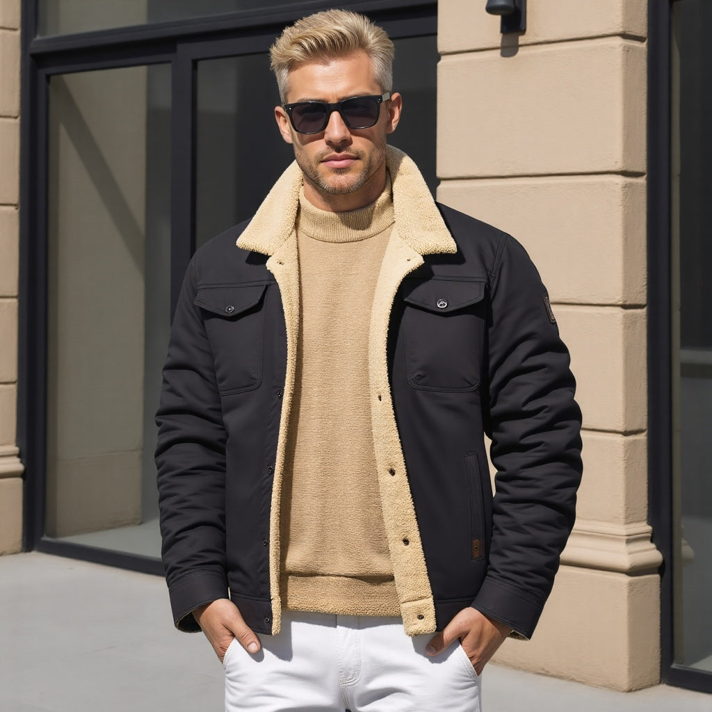 Chaqueta casual de hombre cálida con forro para exterior