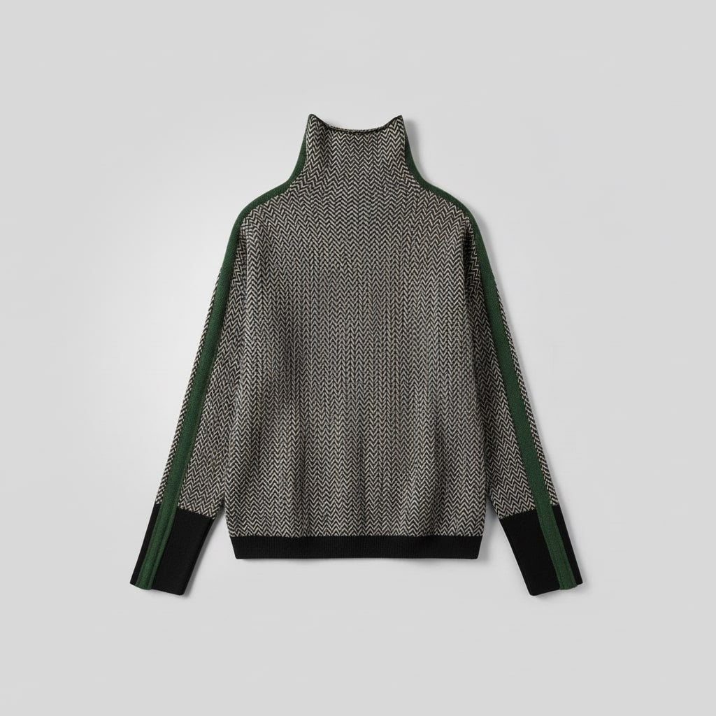 Turtleneck with Contrasting Stripes