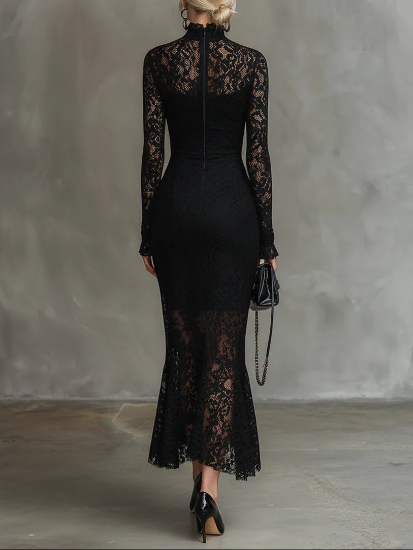 Julia - Black Lace Maxi Dress
