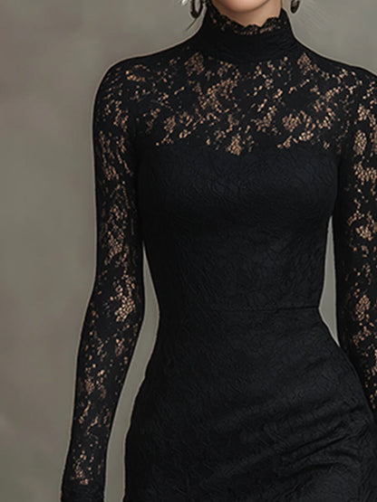 Julia | Long Black Lace Dress