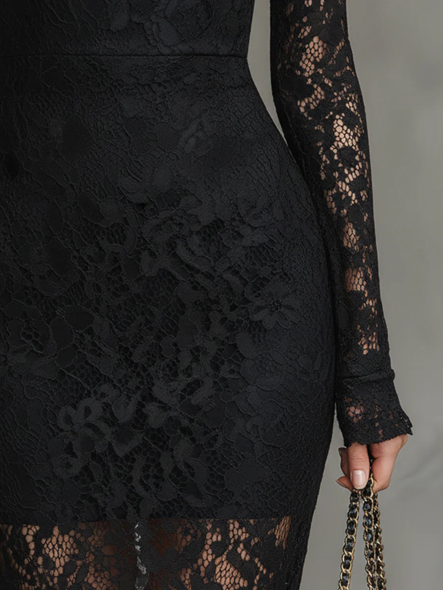 Julia - Black Lace Maxi Dress