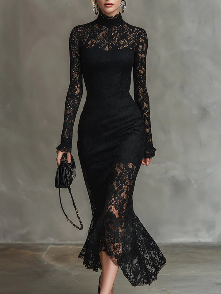 Julia | Long Black Lace Dress