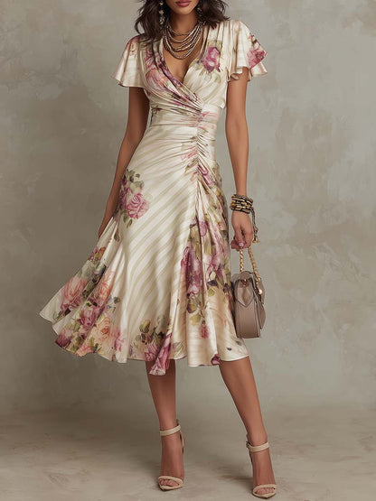 Alba™ | Elegant Midi dress in retro style with floral pattern
