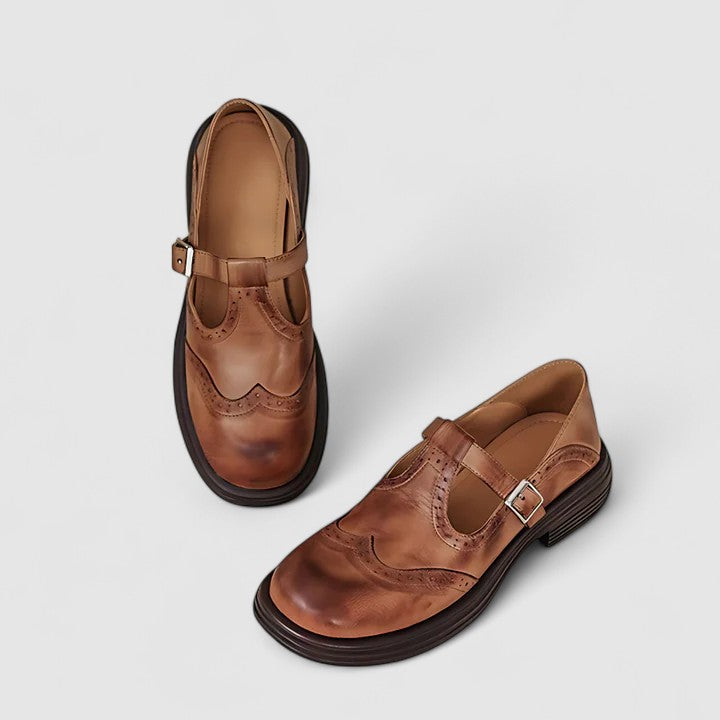 Classic Women’s Leather T-Strap Shoes