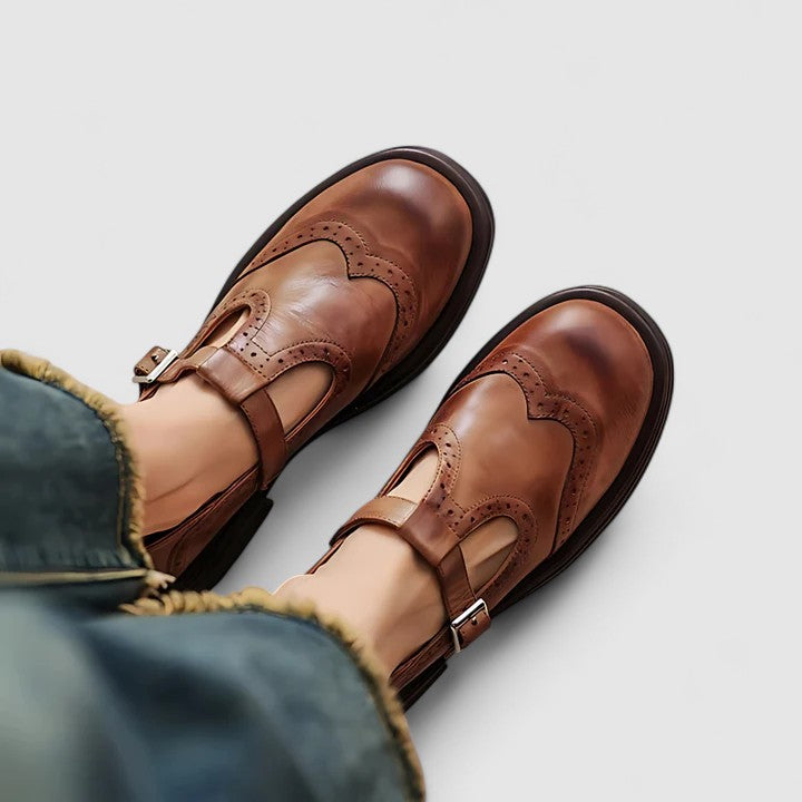 Classic Women’s Leather T-Strap Shoes