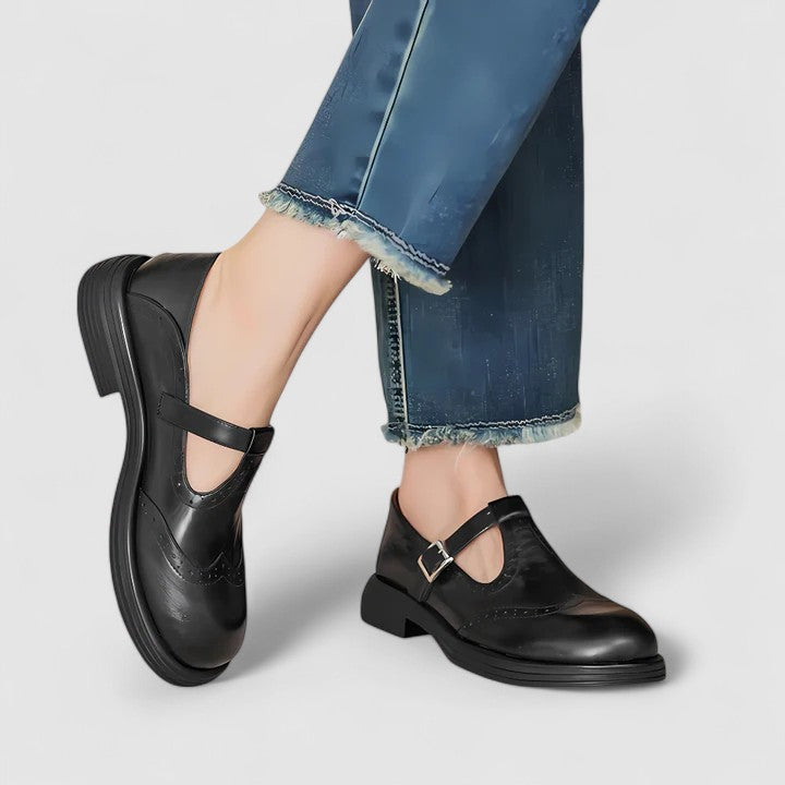 Classic Women’s Leather T-Strap Shoes