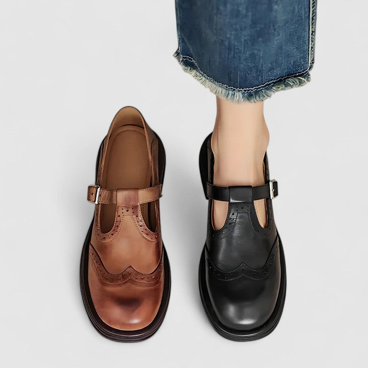 Classic Women’s Leather T-Strap Shoes